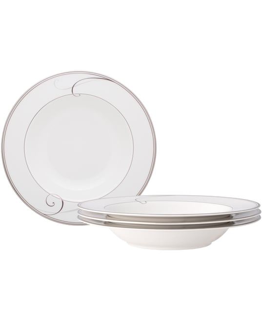 Platinum Wave Set of 4 Soup Bowls, Service For 4