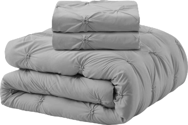 3 Piece Pinch Pleated Down Alternative Comforter Set, King