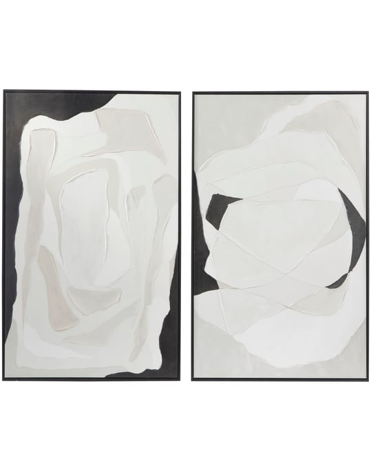 Canvas Abstract Framed Wall Art with Black Frame Set of 2, 29.50" x 39.50"