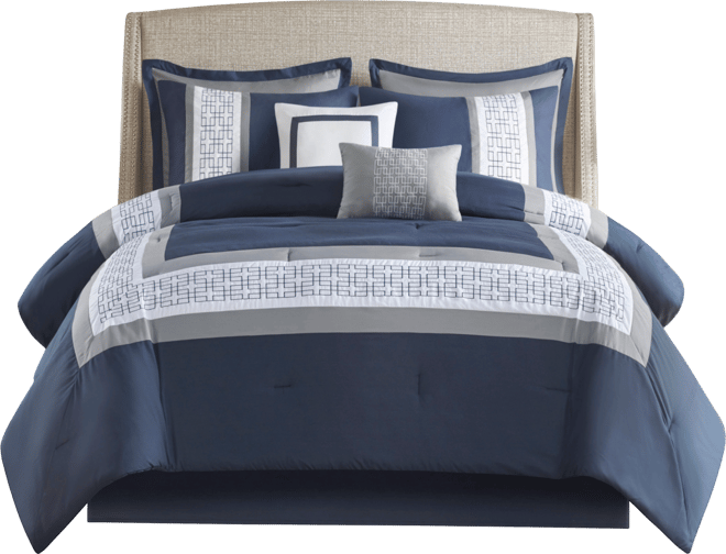 Powell Embroidered 8 Piece Comforter Set, King