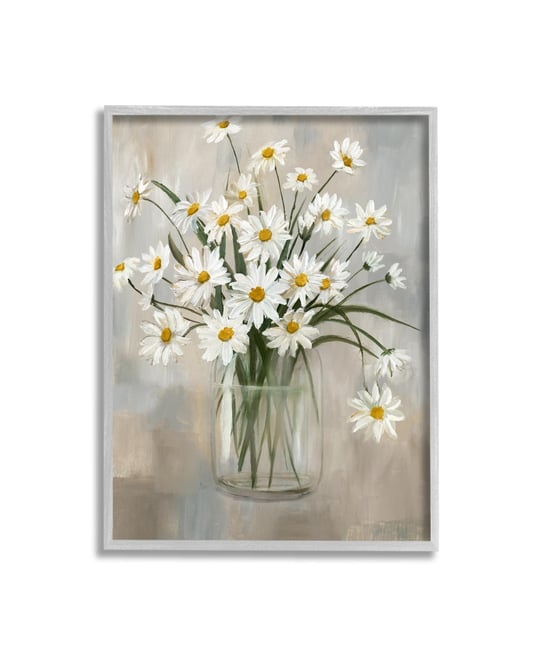 Daisy Bloom Abstract Flowers Framed Giclee Art, 11" x 1.5" x 14"
