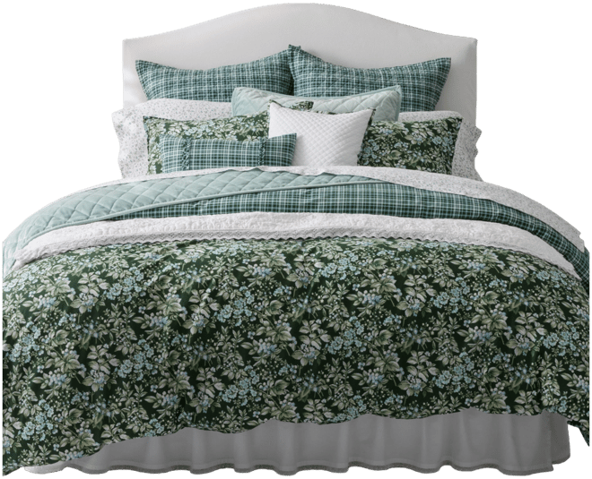 Bramble Floral Cotton Reversible 7 Piece Comforter Set, Full/Queen
