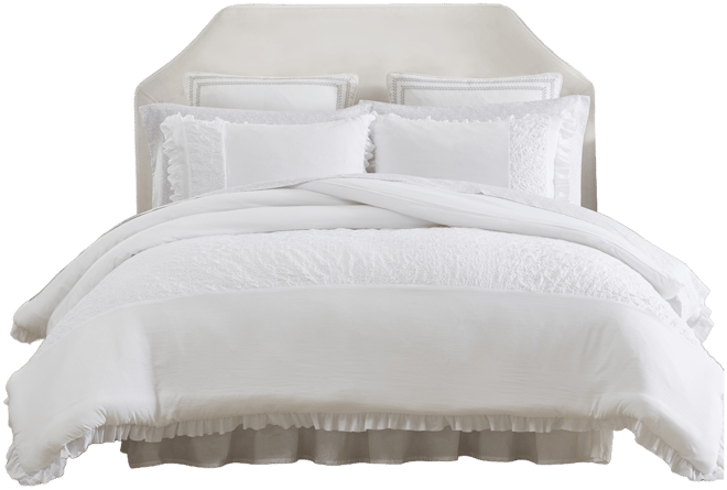 Eyelet Ruffle Microfiber 2 Piece Comforter Set, Twin