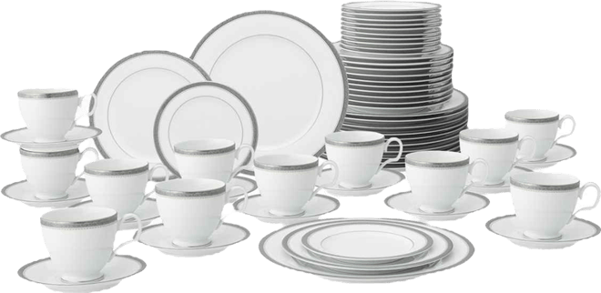 Charlotta Platinum 60 Piece Dinnerware Set, Service for 12