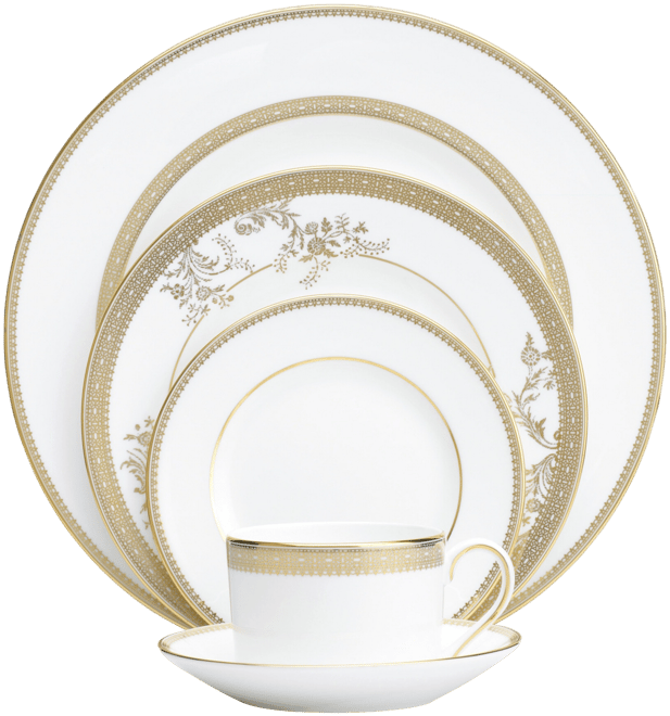 Dinnerware, Lace Gold 5 Piece Place Setting