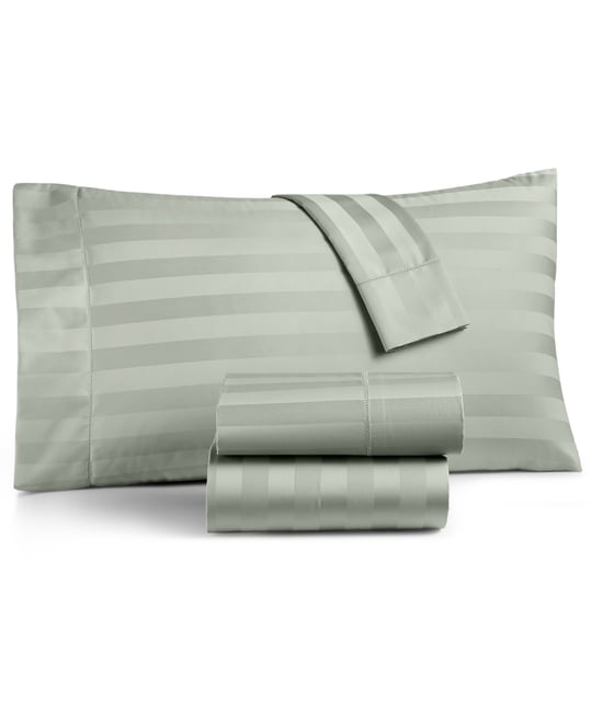 Charter Club 1.5 Stripe 550 Thread Count 100% Cotton 3-Pc. Sheet