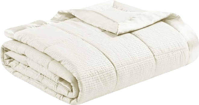 Cambria Oversized Down Alternative Satin Trim Blanket, Full/Queen