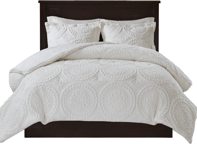 Arya Embroidered Medallion Faux Fur 3-Pc. Comforter Set, Full/Queen