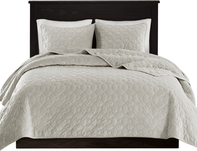 Harper Quilted Velvet 3-Pc. Quilt Set, King/California King