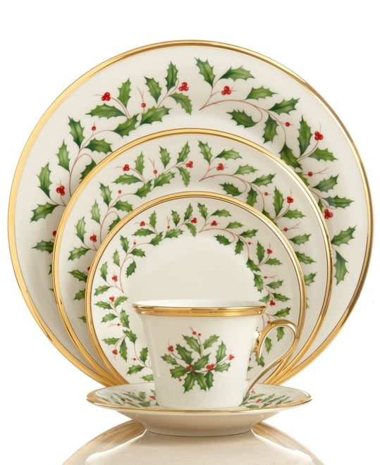Lenox ホリデー ひいらぎ　皿　5枚 Lenox Holiday 5-Piece Place Setting - Macy's