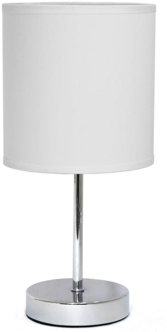 Simple Designs Chrome Mini Basic Table Lamp with Fabric Shade