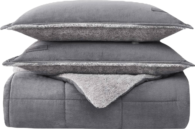 Sherwood Reversible Micro-suede Sherpa Comforter Set, King