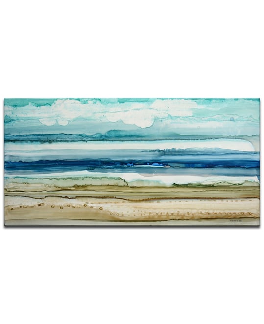 , 'Beach Shore' Abstract Canvas Wall Art, 18x36"
