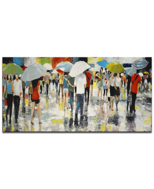 , 'Crowded Umbrellas' Abstract Canvas Wall Art, 18x36"