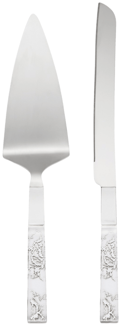 Silver Peony Cake Knife & Server