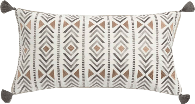 Santa Fe Embroidered Decorative Pillow, 12" x 24"