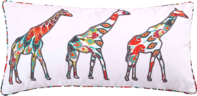 Mirage Giraffes Applique Decorative Pillow, 12" x 24"