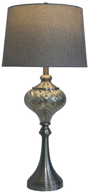 's 1594 30" Brushed Steel And Swirl Mercury Glass Table Lamp