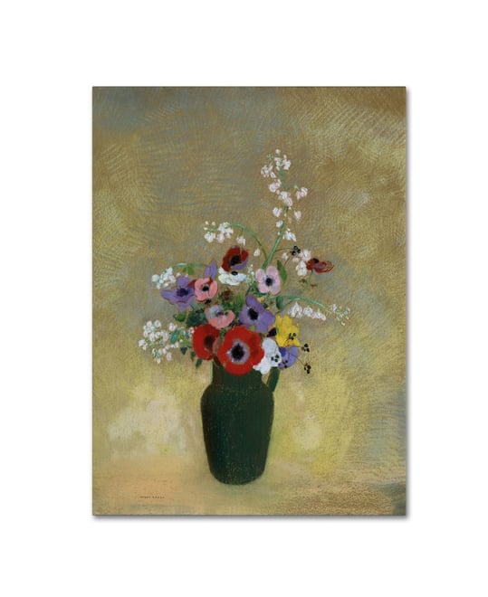 Odilon Redon 'Large Green Vase With Mixed Flowers' Canvas Art