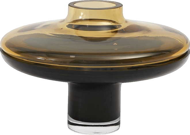 Low Cobalt Over Amber Vase Small