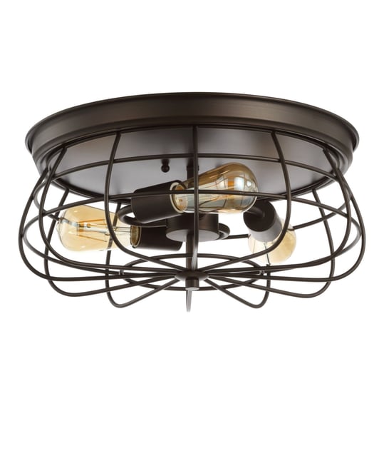 Calvia 15.7" 3-Light Farmhouse Metal Cage Flush Mount