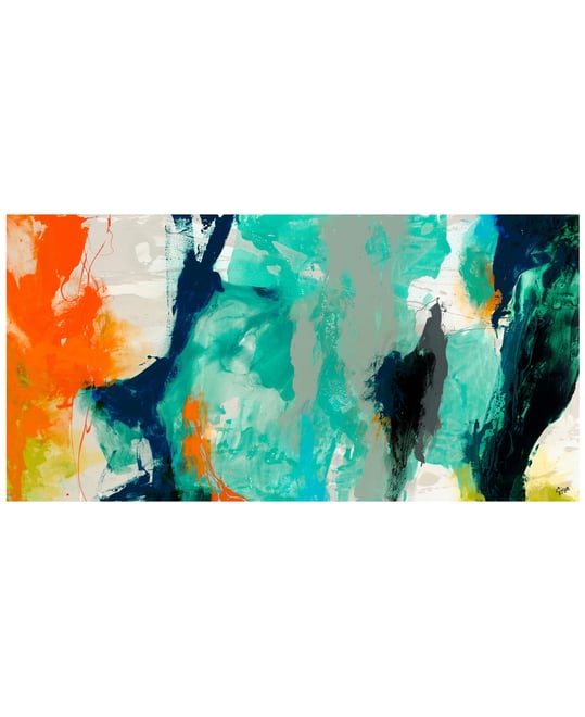 'Tidal Abstract 2' Frameless Free Floating Tempered Glass Panel Graphic Wall Art