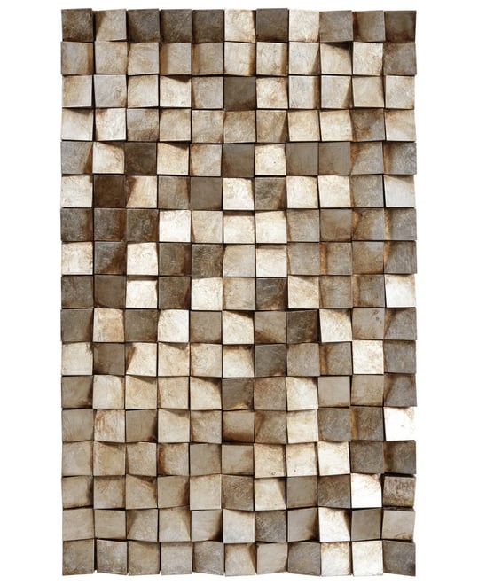 'Textured 1' Metallic Handed Painted Rugged Wooden Blocks Wall Sculpture