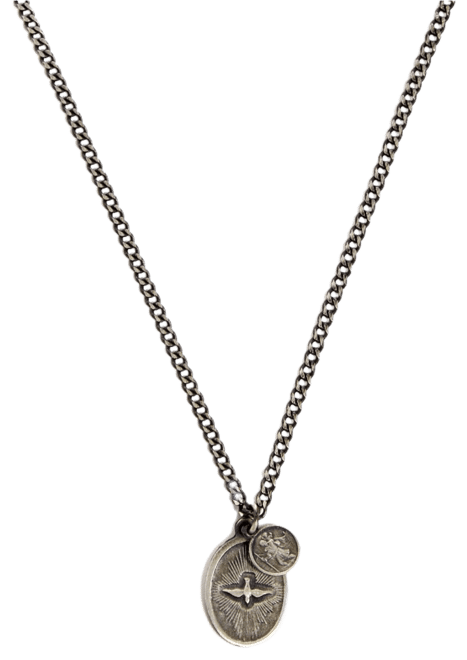 Dove Oxidized Sterling Silver Pendant Necklace, 12