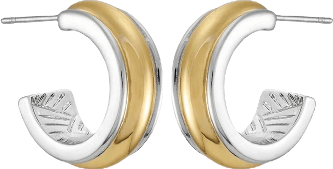 Two-Tone Open Hoop Earrings