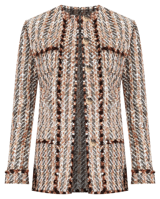 Ann Taylor Metallic Fringe Tweed Jacket Size 12 Brown Multi Women's