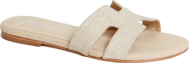 Beige Raffia Alibi Sandals French Sole