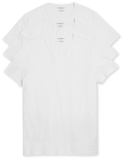 Emporio Armani Pure Cotton V-Neck T-Shirts - Pack of 3