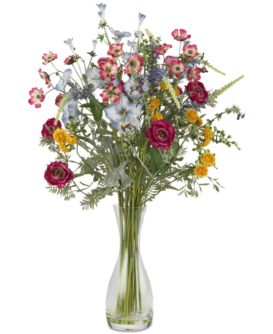 Veranda Garden Artificial Flower Arrangement with Glass Vase