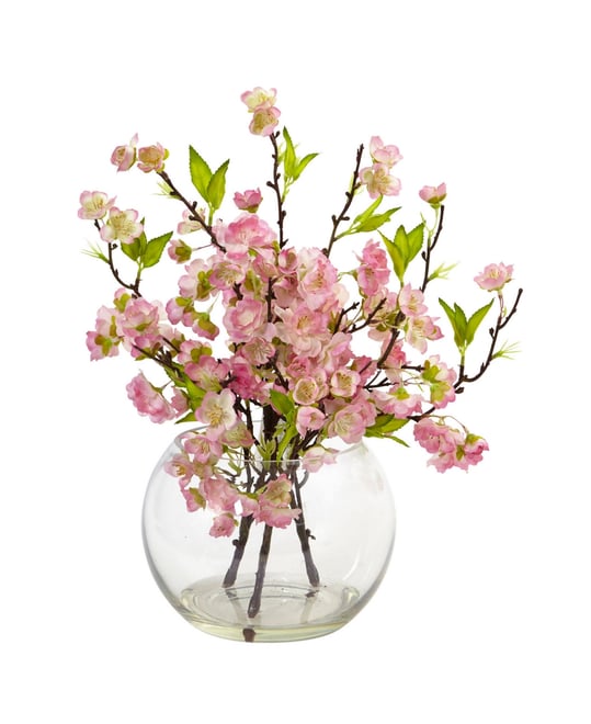 Cherry Blossom in Large Glass Vase