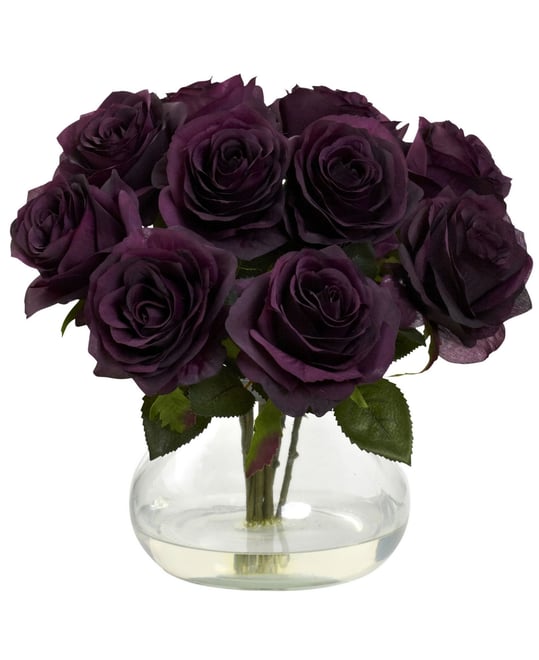 Purple Rose Artificial Arrangement with Vase
