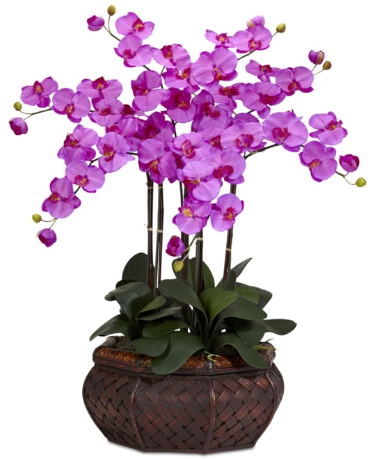 Large Phalaenopsis Orchid Artificial Flower Arrangement in Decorative Vase