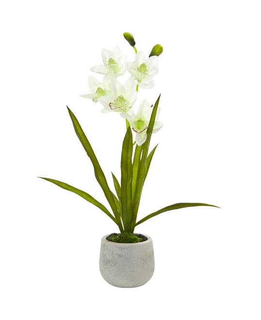 Cymbidium Orchid Artificial Arrangement in Vase