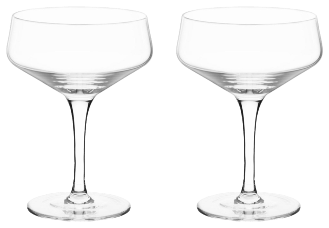 Raye Angled Crystal Coupe Glasses Set of 2, 7 Oz