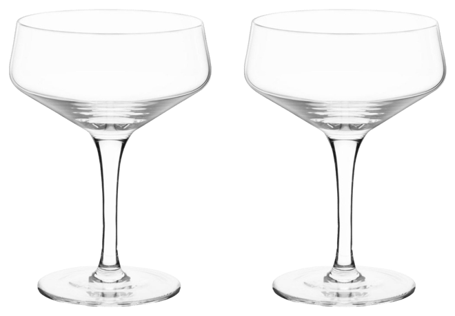 Viski Raye Angled Stemmed Crystal Coupe Cocktail Glasses, Champagne Coupe  Glasses, Drinkware Set, Espresso Martini Glasses, Set of 2, 7oz