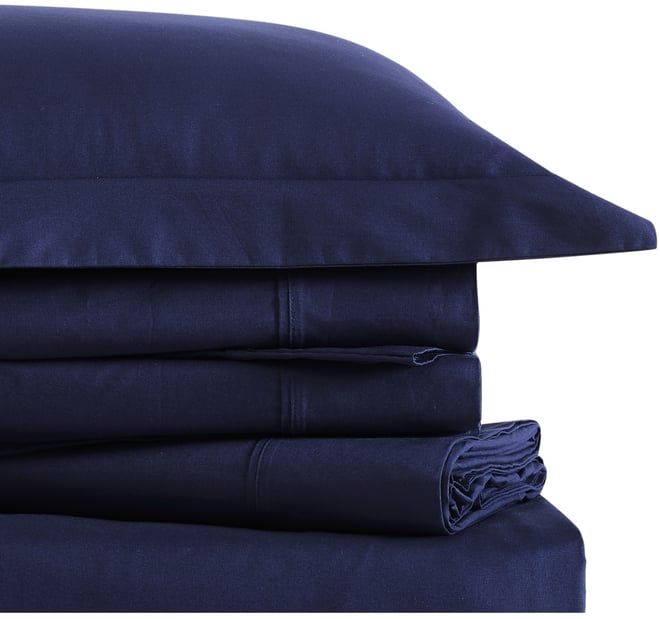 Solid Cotton Percale 4-Pc. Sheet Set, King