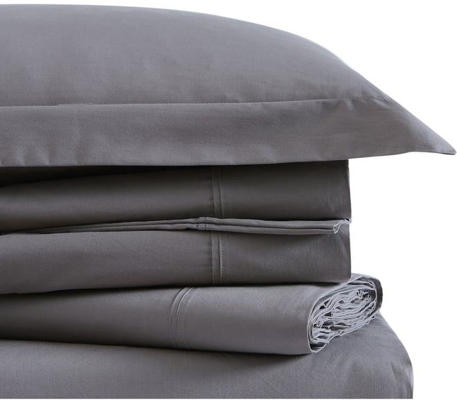 Solid Cotton Percale 4-Pc. Sheet Set, King