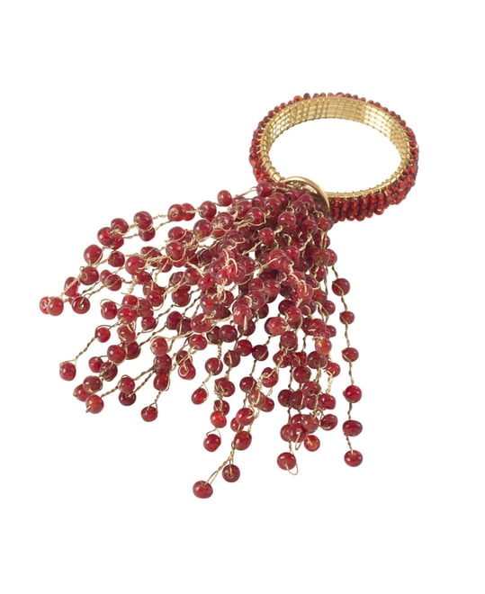 Beaded Spray Design Napkin Ring, Set of 4