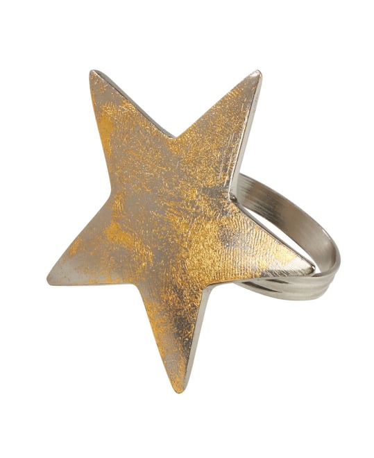 Dinner Napkin Ring with Texture Star Top, Set of 4