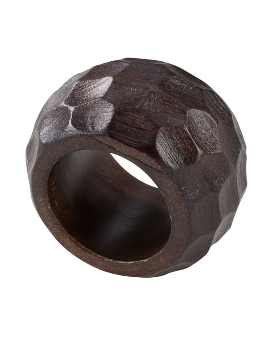 Mango Wood Napkin Ring with Chunky Design, Set of 4