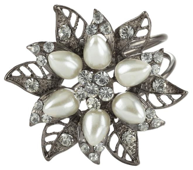 Bejeweled Flower Design Napkin Ring, Set of 4