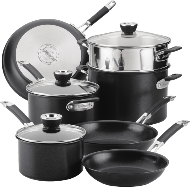 SmartStack Hard-Anodized Nesting Cookware Set, 10 Piece