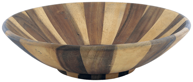 Salad Bowl Acacia Wood Serving for Fruits or Salads Wok Wave Style Extra Large Single Wooden Bowl