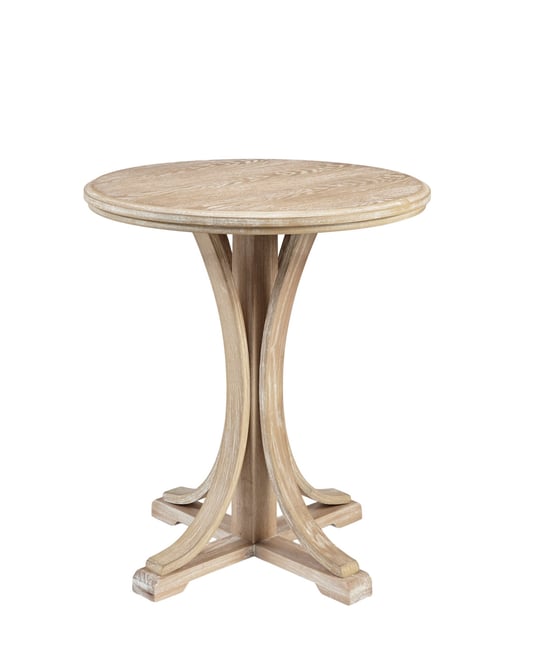 Martha Stewart Fatima Farmhouse 21" Round Cross Leg Armless Wooden Accent Table