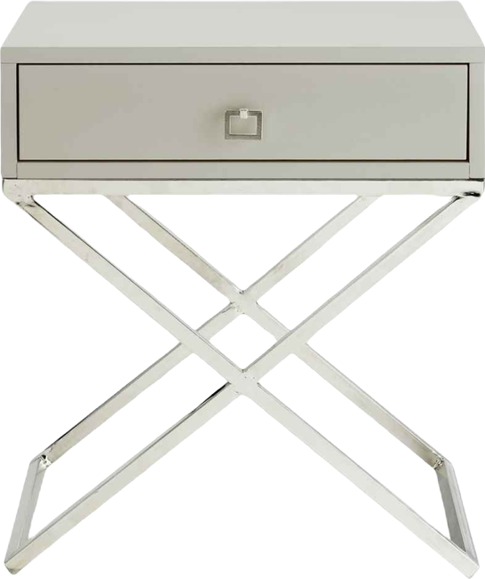 Gekko Lacquer Nightstand with Metal X-Legs
