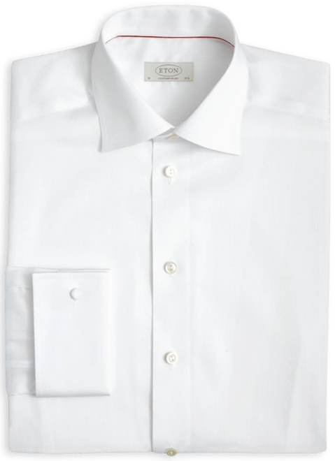 eton men's contemporary fit white twill dress shirt reviews Navy blue fit-and-flare shirt dress — Handmade Stories main image 0